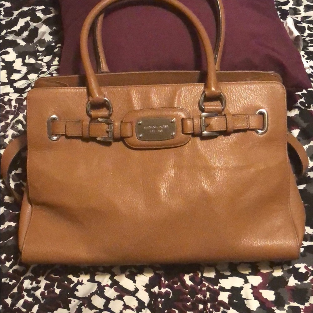 Light Brown MK Hamilton Saffiano leather Satchel
